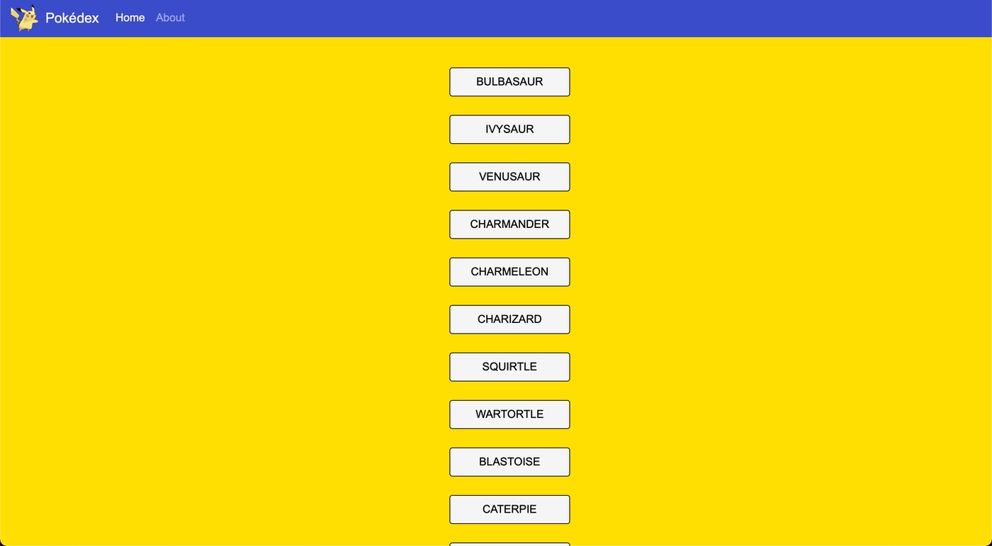 Pokedex web application screenshot